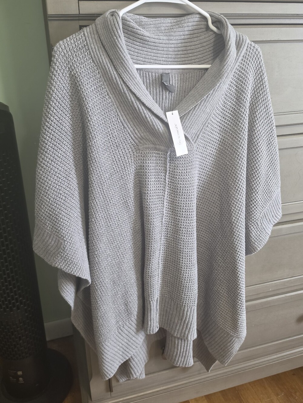 Francesca's Collections Light Gray Cowl Neck Knit Poncho